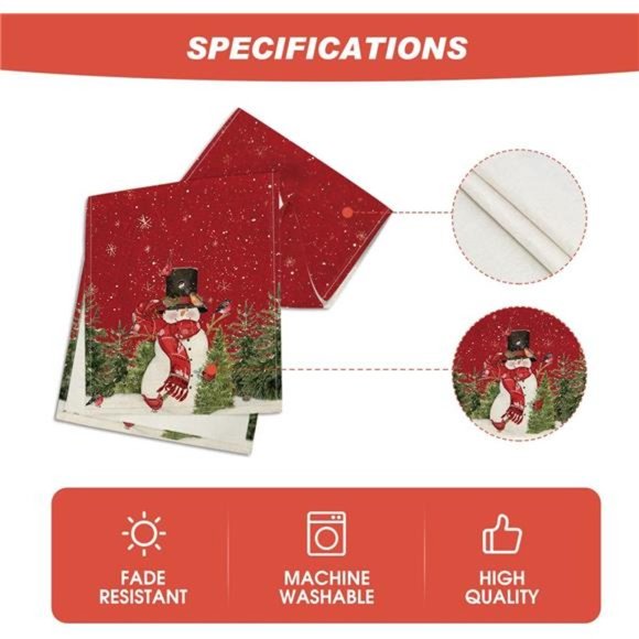 Snowman Christmas Birds Trees Table Runner, Kitchen Dining 13 x 72 Inch - Picture 2 of 5